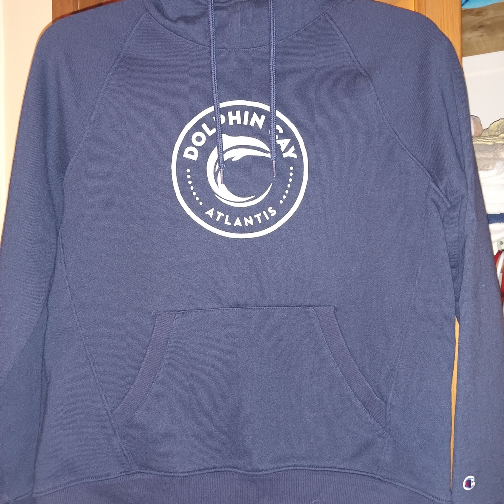 Champion Navy Hoodie with Dolphin Bay Logo